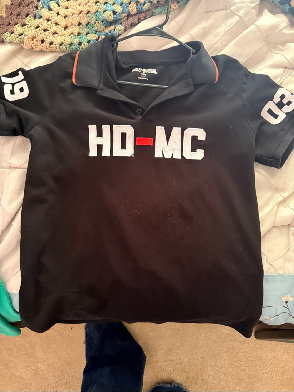 Harley-Davidson’s men’s Black Polo Shirt with HD-MC Logo